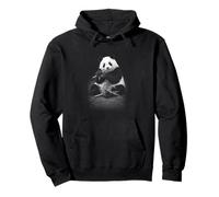 panda bear eating bamboo sitting relaxed Pullover Hoodie