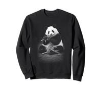 panda bear eating bamboo sitting relaxed Sweatshirt