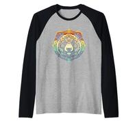 Panda Bear Face Head Colorful Mandala Art Wildlife Animal Raglan Baseball Tee