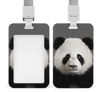 Panda Bear Head Badge Holder with Lanyard - Waterproof Hard Plastic ID Card Holder Professional Name Tag Vertical ID Card Name Badge for Office Nurse Doctor Teacher