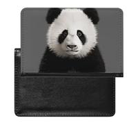 Panda Bear Head Passport Holder with 3 Card Slots, Portable PU Leather Travel Wallet, Slim Protective Cover for Passport, ID, Credit Cards