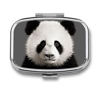 Panda Bear Head Pill Box 2 Compartment - Small Metal Medicine Organizer Portable Pill Case for Purse Pocket Travel Vitamin Organizer for Men Women, BPA-Free