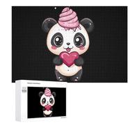 Panda Bear Heart Ice-cream Funny Wooden Picture Puzzle Wood Jigsaw Creative Gift for Adults And Family Game