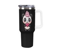 Panda Bear Heart Ice-Cream Large Capacity Car Cup 40 Oz Stainless Steel Insulated Travel Cup with Handle Straw