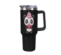 Panda Bear Heart Ice-Cream Large Capacity Car Cup 40 Oz Stainless Steel Insulated Travel Cup with Handle Straw