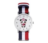 Panda Bear Heart Ice-Cream Wrist Watches with Scale for Men Women Casual Braided Strap Easy Reader for Work Workout