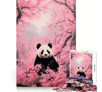 Panda Bear Lost in Sakura Jigsaw Puzzles for Adults 1000 Pieces Brain Workout Toy Relaxing Fun Art Assembly (38x26cm)