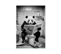 Panda Bear on Toilet Bathroom Art Canvas Poster Bedroom Decor Landscape Office Room Decor Gift 24x36inch(60x90cm)
