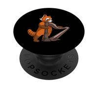 Panda Bear Playing Harp Musical Instrument Red Panda PopSockets Adhesive PopGrip