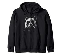 Panda Bear Smoking Cigarette Funny Edgie Animal Vintage Zip Hoodie