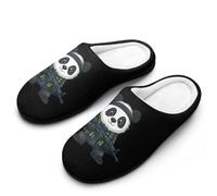 Panda Bear Solider Funny Mens Slippers Cotton Warm House Shoes Memory Foam Sandals Print Size 7-14