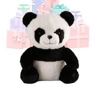 Panda Bear Stuffed Animal - 12 Inch Plush Toy, Light Music for Kids, Realistic Breathing Pillow with Washable Cover, Interactive for Girls Boys Halloween Birthday Christmas, Black White, Gift Box