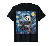 Panda Bear Van Gogh Starry Night Cute Art Graphic Value Graphic T-Shirt, Men, Black, L