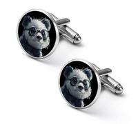 Panda Bear with Glasses Cute Shirt Cufflinks for Men Long Sleeve Suit Metal Cuff Links Jewelry Accessories