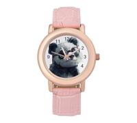 Panda Bear with Glasses Women's Wrist Watch Fashion Alloy Quartz Watch with Strap Easy to Read