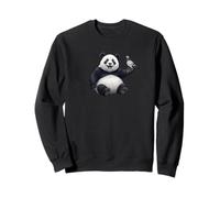 Panda Bear with Pigeon Bird Animal Lover Biologist Sweatshirt