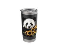Panda Bear with Sunflowers, Panda Bear Stainless Steel Insulated Tumbler
