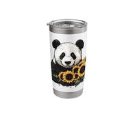 Panda Bear with Sunflowers, Panda Bear Stainless Steel Insulated Tumbler