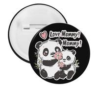 Panda Bears I Love Mommy Round Lapel Pin Badges Backpack Pins Brooch for Hats Clothing Decorations 1PCS