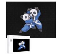 Panda Bears Jiu Jitsu Wooden Jigsaw Puzzle for Adults Creative Fun Puzzles Gift for Friend Family 500 PCS