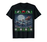 Panda Bears on Santa's Sleigh Ugly Christmas T-Shirt