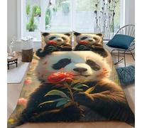 Panda Bedding Set 3D Digital Printing Animal Themes Wildlife Duvet Cover Set Pillowcase Microfiber Universal for All Seasons King(220x240cm)
