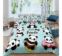 Panda Bedding Set for Kids Boys Girls Teens Cute Wild Animal Panda Bear Cartoon Giant Panda Comforter Cover Luxury Microfiber Bedclothes Decor 3Pcs Duvet Cover With 2 Pillowcase King