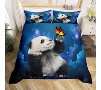 Panda Bedding Set Galaxy Panda Bear Printed Comforter Cover for Kids Boys Girls Teens Cute Animal Pattern Duvet Cover Cartoon Giant Panda Design Bedspread Cover Quilt Cover Single Size