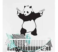 Panda Belt Pistol Vinyl Wall Stickers Animal Wall Art Cute Poster Bedroom Decoration Mural Living Room Home Decoration Mural 56X56Cm