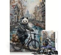 Panda Bicycle Amsterdam 1000 Pieces Jigsaw Puzzles for Adults Brain Challenge Toy Indoor Play Precise Cut Fine Art Piece (38x52cm)