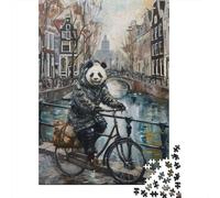 Panda Bicycle Amsterdam Adult 1000-Piece Jigsaw Puzzle, 38x26cm/1000pcs, Easy to Revisit Throughout The W lean White Cardboard for Sorting