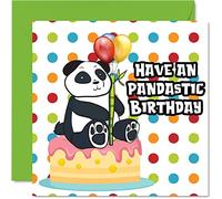 Panda Birthday Cards for Men Women - Pandastic - Fantastic Happy Birthday Card for Mum Dad Sister Brother Daughter Uncle Auntie Son Daughter, 145mm Funny Humour Greeting Cards Gift