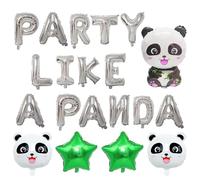 Panda Birthday Decorations - 20PCS Panda Balloons Set with "Party Like A Panda" Sign, Foil Panda Birthday Decorations, Baby Shower Decorations for Themed Party Displays, Animals Themed Party Decor