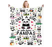 Panda Blanket Gifts for Women Panda Lovers Stuff Just A Girl Who Loves Pandas Throw Blanket Plush Ultra Soft Warm Bedding Pandas Gifts for Girls Kids Adults Birthday Party Decorations 60"X50"INCH