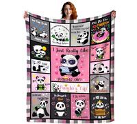 Panda Blanket Soft Flannel Pandas Throw Blankets Fuzzy Plush Bed Sofa Couch Living Room Cozy Fluffy Panda Birthday for Women Adults Kids Girls 80"X60"