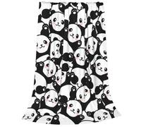 Panda Blanket, Super Cozy Soft Lightweight Throw Blankets, Black & White Cute Pandas Gifts Flannel Fleece Blanket for Sofa Couch Bed Decorate, 150X125 cm