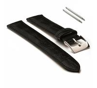 Panda Bobo Leather Watch Strap 12mm, Alligator Grain Leather Pattern, Traditional Spring Bar Universal Fitting (Black)