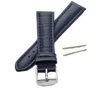 Panda Bobo Leather Watch Strap 18mm, Alligator Grain Leather Pattern, Traditional Spring Bar Universal Fitting (Blue)