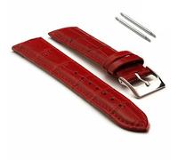 Panda Bobo Leather Watch Strap 20mm, Alligator Grain Leather Pattern, Traditional Spring Bar Universal Fitting (Red)