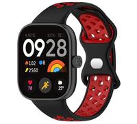 Panda Bobo Mesh Strap for Xiaomi Redmi Watch 4 Watch Silicone Replacement Mesh Sport Band Double Colour Strap (Black+Red)