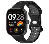 Panda Bobo Mesh Strap for Xiaomi Redmi Watch 4 Watch Silicone Replacement Mesh Sport Band Double Colour Strap (Black+Grey)