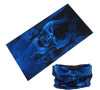 Panda Bobo Multifunctional Bandana Headwear, Neckwear, Neckerchief, Cycling Cowboy Scarf, Head Neck Gaiter, Mens Womens Multipack, Assorted, Pirate Bandana (Blue Fire Skull)