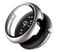 Panda Bobo Screen Protector for Google Pixel Watch 1/2/3 41mm, Tempered Glass PC Bumper Case, Full Coverage Protective Cover, Anti-Scratch Hard Film Guard for Pixel Watch Accessories (Silver Star)