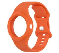 Panda Bobo Silicone Strap Compatible with Google Pixel Watch/Watch 2 Strap with Bumper Case, Soft Silicone Protective Bumper Case (Orange)