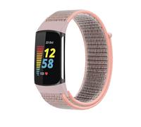 Panda Bobo Sport Loop Nylon Watch Straps Compatible with Fitbit Charge 6/Charge 5, Adjustable Breathable Replacement Soft Nylon Loop Wristband (Pink)