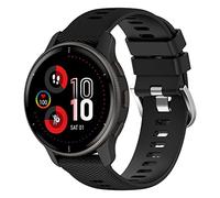 Panda Bobo Strap Replacement Compatible For Garmin Vivoactive 3/3 Music, Venu/Venu 2 Plus/SQ/SQ 2, Forerunner 245/645/55, Vivomove HR, Instinct 2S, Fenix 7S - Soft Silicone, Quick Release Band, Black