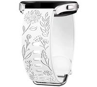 Panda Bobo Sunflowers Engraved Strap Compatible with Reflex Active Series 4/5/6/7/9/10/12/13/14/15/16/23/26, Soft Silicone Replacement Watch Band for Women Girls (White)