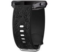 Panda Bobo Sunflowers Engraved Strap for Reflex Active Series 4/5/6/7/9/10/12/13/14/15/16/23/26 Watch Strap Silicone Replacement Watch Band (Black)