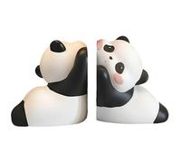 Panda Bookends for Shelves - Cartoon Resin Lying Panda Bookends | Decorative Non-Slip Bookends for Heavy Books | Cute Desk Bookshelf