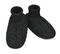 Panda Bros Mens Slipper Socks Fleece Lined Non-slip Soles, Winter Soft Thick Cozy Home Boots, Warm Fuzzy House Shoes Indoor, Black, 10-13